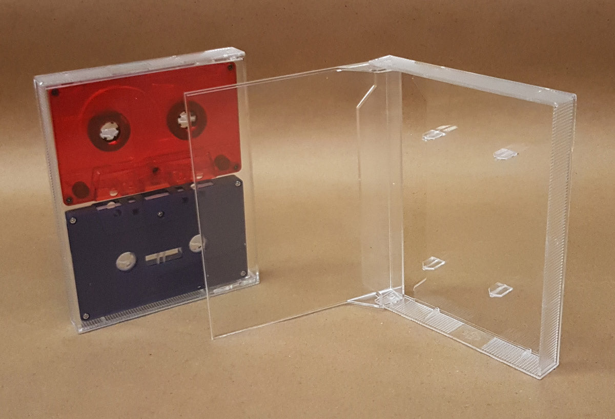 Clear Double Cassette Box, 2 Side by Side w/ Posts