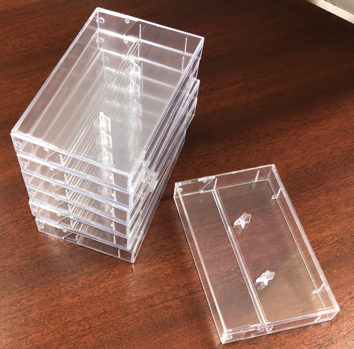 Clear heavy-duty cassette cases with square corners